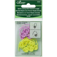 Clover Quick Locking Stitch Markers-Large 12/Pkg