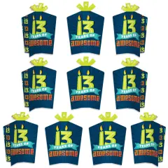 Big Dot of Happiness Boy 13th Birthday - Table Decorations - Official Teenager Birthday Party Fold and Flare Centerpieces - 10 Count