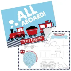 Big Dot of Happiness Railroad Party Crossing - Paper Steam Train Birthday Party Coloring Sheets - Activity Placemats - Set of 16