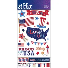 Sticko Themed Flip Pack Stickers - Patriotic, 148pcs