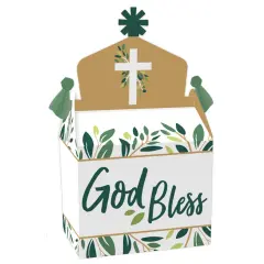 Big Dot of Happiness Elegant Cross - Treat Box Party Favors - Religious Party Goodie Gable Boxes - Set of 12
