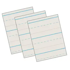 Newsprint Handwriting Paper, Skip-A-Line, Grade 1, 1/2" x 1/4" x 1/4" Ruled Long, 11" x 8-1/2", 500 Sheets Per Pack, 3 Packs