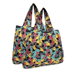 Wrapables Medium Foldable Tote Nylon Reusable Grocery Bag (Set of 2), Sharks