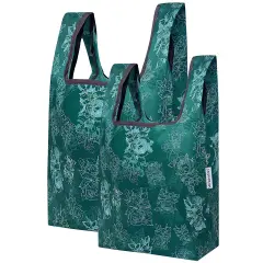 Wrapables JoliBag Collection Reusable Shopping Bag (Set of 2) Green Rose Shadow