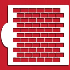 Brick Wall Cake Stencil Side | C1090 by Designer Stencils | Cake Decorating Tools | Baking Stencils for Royal Icing, Airbrush, Dusting Powder | Reusable Plastic Food Grade Stencil | Easy to Use