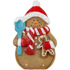 Northlight LED Lighted Gingerbread Snowman with Cookie Christmas Figure - 15.75" Brown
