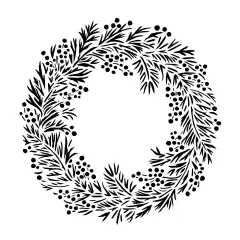 Holiday Wreath Embossing 12 x 12 Stencil | FS122 by Designer Stencils | Floral Stencils | Reusable Stencils for Painting on Wood, Wall, Tile, Canvas, Paper, Fabric, Furniture, Floor | Stencil for Home Makeover