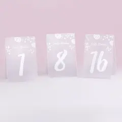 White Frosted Floral Tented Table Numbers (1-18)