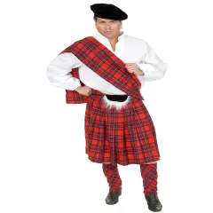 Adult Men's Red Scottish Kilt Highlander Costume