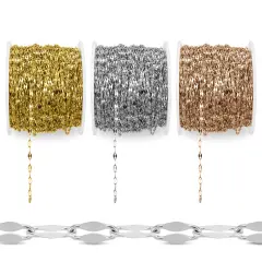 Stainless Steel PVD Coated 2mm Lip Chain 164' Spool 50 meter Gold