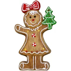 Northlight LED Lighted Gingerbread Girl Christmas Figurine - 15.25" Brown