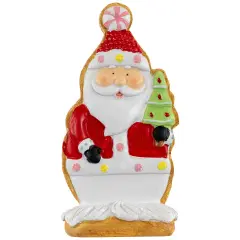 Northlight Gingerbread Santa with Tree Christmas Figurine - 7" Red