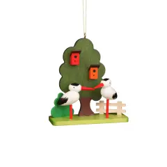 11-0611 - Christian Ulbricht Ornament - Stork Couple At Tree - 3.25"H X 2.8"W X 1.15"D
