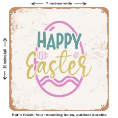 DECORATIVE METAL SIGN - Happy Easter - 2- Vintage Rusty Look