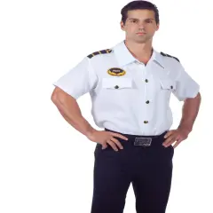 Men's White Pilot Aviation Costume Shirt