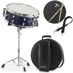 Ashthorpe Snare Drum Set with Remo Head - Student Beginner Kit with Stand, Padded Gig Bag, Practice Pad, Neck Strap, and Sticks