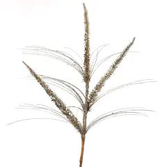 34" Gold Glitter Mica Triple Spike Grass Spray - Elegant Christmas Decoration