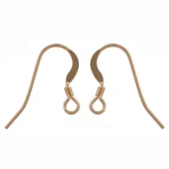 JewelrySupply Flat Earring Wires with Coil Rose Gold Filled (1 Pair of Rose Gold Filled Earrings)