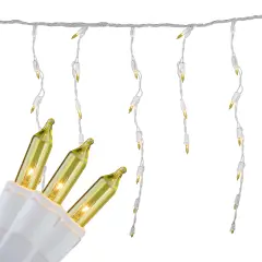 Brite Star Mini Icicle Christmas Lights - Yellow - 7.75' White Wire - 100ct