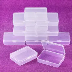 12 Pack Clear Plastic Beads Storage Containers Box with Hinged Lid for Beads and More (4.45 x 3.3 x 1.18 Inch)