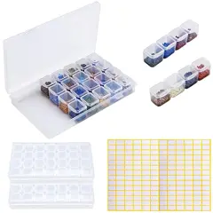 2 Pack 28 Slots Diamond Embroidery Boxs, 5D Diamond Painting Storage Case for DIY with 196 Pieces Craft Label Marker Sticker