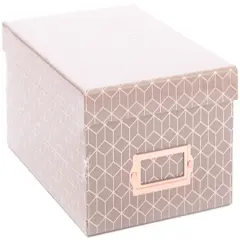 DCWV Photo Box W/Bookplate 11"X7.375"X4.375"-Gray Geo W/Rose Gold Foil