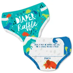 Big Dot of Happiness Roar Dinosaur - Diaper Shaped Raffle Ticket Inserts - Dino Mite Trex Baby Shower Activities - Diaper Raffle Game - Set of 24