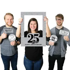 Big Dot of Happiness We Still Do - 25th Wedding Anniversary Selfie Photo Booth Picture Frame & Props - Printed on Sturdy Material