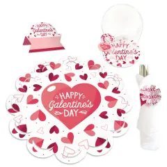Big Dot of Happiness Happy Galentine's Day - Valentine's Day Party Paper Charger and Table Decorations - Chargerific Kit - Place Setting for 8