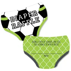 Big Dot of Happiness Goaaal - Soccer - Diaper Shaped Raffle Ticket Inserts - Baby Shower Activities - Diaper Raffle Game - Set of 24