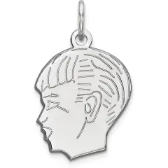 Sterling Silver Boy Charm 0.035" Jewerly 17mm x 14mm
