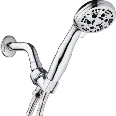 High Pressure 6-Setting 3.5" Chrome Face Handheld Shower with Hose for the Ultimate Shower Experience! Officially Independently Tested to Meet Strict US Quality & Performance Standards!