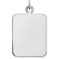 Sterling Silver Disc Rectangle Charm 0.035" 19.3mm Jewerly 31mm x 21mm
