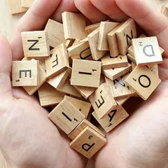 200PCS Scrabble Letters for Crafts - Wood Scrabble Tiles for DIY Gift Decorations, Alphabet Coasters, and Scrabble Crossword Games