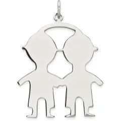 Sterling Silver 2 Boys Charm Jewerly 30mm x 26mm