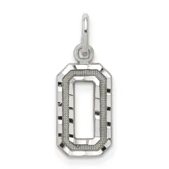 Sterling Silver Small #0 Charm Number Pendant Jewelry 20mm x 7mm