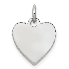 Sterling Silver Heart Charm 0.018" 13.1mm Jewerly 15mm x 14mm