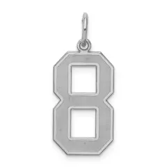 Sterling Silver Large Satin Number 8 Charm Pendant Jewerly 25mm x 11mm