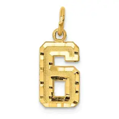 14K Gold Small Number 6 Charm Pendant FindingKing Jewerly 20mm x 7mm