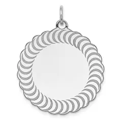 Sterling Silver Scalloped Round Charm Jewerly 28mm x 26mm