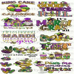 DESIGN #3- Mardi Gras DTF Gang Sheet 22"x48" (Fabric Transfers)
