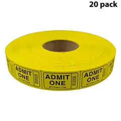 Tacticai 2000 Admit One Raffle Tickets &ndash; Single Roll, Consecutively Numbered &ndash; Perfect for Events, Entry, Fundraisers & Prizes &ndash; Available in 8 Colors Yellow