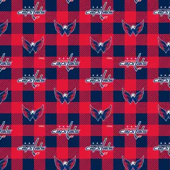 Sykel Enterprises NHL Team Fleece Blanket Fabric-Washington Capitals Buffalo Plaid Fleece Fabric
