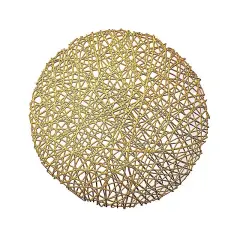 6 pcs 15" wide Round Vinyl String Placemats Gold