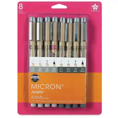 Sakura Pigma Brush Pens - Light Cool and Cool Gray, Brush and Micron, Set of 8