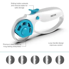 45mm Rotary Cutter for Fabric with Safety Lock Ergonomic Classic Comfort Loop Rotary Cutter for Crafting Sewing Quilting (Extra 5pcs 45mm Replacement Blades Included)