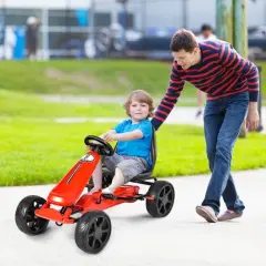 Outdoor Kids Pedal Powered Riding Kart Car 4 Wheel Perfect Gift for Birthdays or Christmas Red