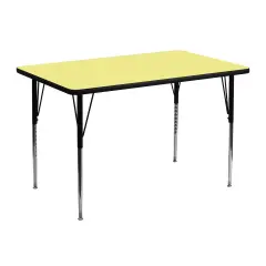 Emma and Oliver 30x48 Rectangle Laminate Adjustable Activity Table Yellow