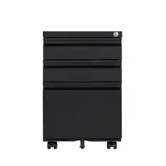 3 Drawer Mobile Locking File Cabinet, Rolling Filing Cabinet for Letter/A4 Size With 5 Wheels