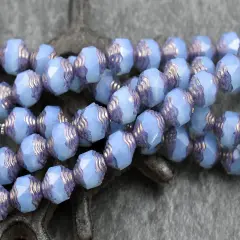 *15* 10x8mm Bronze Washed Blue Opaline Turbine Beads